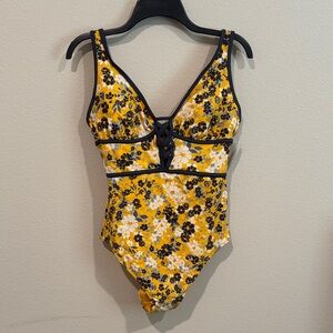 Adore Me Yellow Floral One-Piece Swimsuit